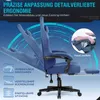 A blue gaming chair with multiple angles and feature callouts. Podgląd zdjęcia produktu