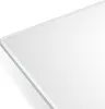 A close-up, angled view of a white induction hob with a white frame. Produktbild-Vorschau