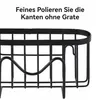 A close-up of a black metal kitchen shelf, likely for a sink area, with German text overlay. Produktbild-Vorschau
