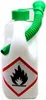 A white plastic fuel canister with a green cap and hose, featuring a flammable hazard symbol. Produktbild-Vorschau