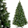 A full artificial Christmas tree with snow and pine cones, and a close-up of its branches. Náhled obrázku produktu