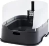 A black and clear plastic litter box with a scoop holder. Produktbild-Vorschau