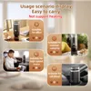 Collage of images showing a portable coffee maker in various usage scenarios: office, outdoor camping, high-speed train, and car travel. Náhled obrázku produktu