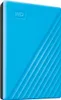 A blue external hard drive is shown from a slightly angled perspective against a white background. Produktbild-Vorschau