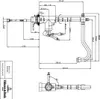 Technical drawing of a kitchen faucet with dimensions and annotations. Produktbild-Vorschau