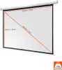 A projection screen with dimensions indicated by orange lines and text. Produktbild-Vorschau