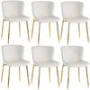 A set of six beige dining chairs with gold legs arranged in two rows of three. Produktbild-Vorschau