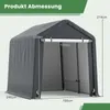 A diagram showing the dimensions of a grey storage tent. Produktbild-Vorschau