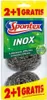 A package of Spontex Inox scouring pads, showing two scouring pads and promotional text. Produktbild-Vorschau