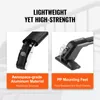 Close-up shots of a car roof rack system, highlighting its materials and mounting mechanism. Produktbild-Vorschau