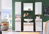 A modern bathroom vanity set with a sink, mirror, and storage cabinets. Produktbild-Vorschau