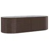 A brown corrugated metal raised garden bed with a gray top edge, shown against a white background. Produktbild-Vorschau