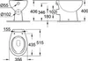 Technical drawing of a toilet bowl with dimensions. Náhled obrázku produktu