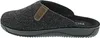 A side view of a gray felt slipper with a brown leather accent. Produktbild-Vorschau