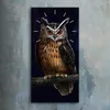 Dekor Leinwand Uhr Wandbilder 30x60 Gemälde Baum Zweig Eule Produktbild-Vorschau 2