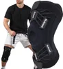 A man wearing a knee brace is shown alongside a close-up of the knee brace. Produktbild-Vorschau