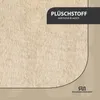 A close-up of a beige plush fabric with a dark gray banner overlay containing text. Produktbild-Vorschau