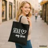 Huuraa Jutebeutel Seoul my love 10 Liter Black Baumwolle Produktbild-Vorschau 2