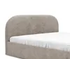 A close-up view of the headboard and side of a bed with a white sheet. Produktbild-Vorschau