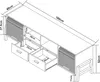 A technical drawing of a television stand with dimensions indicated. Náhľad obrázku produktu