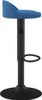 A blue velvet bar stool with a black adjustable base and footrest. Produktbild-Vorschau