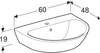 Technical drawing with dimensions of a washbasin. Produktbild-Vorschau