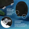 A close-up marketing image of a black toilet seat, highlighting its features with text overlays and zoomed-in sections. Anteprima dell’immagine prodotto
