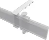 A close-up, angled view of a white plastic curtain rail connector attached to a translucent gray rail. Produktbild-Vorschau