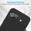 A close-up of a smartphone camera lens with water droplets on it, illustrating its water-repellent feature. Produktbild-Vorschau