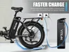 An electric bicycle battery is shown charging next to the bicycle. Produktbild-Vorschau