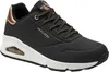A black Skechers Uno Shimmer women's sneaker with rose gold accents. Náhled obrázku produktu