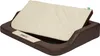 A dog bed with a brown base and a cream-colored quilted mattress. Produktbild-Vorschau