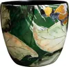 A close-up view of a decorative pot with a bee and leaf design. Produktbild-Vorschau