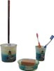 3tlg Set Bad Accessoires WC Bürste Zahnputzbecher Produktbild-Vorschau 1
