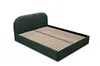 A dark green upholstered bed frame with a slatted wooden base, shown from a three-quarter angle on a white background. Produktbild-Vorschau