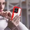 A woman is holding a smartphone with a red and white case. Produktbild-Vorschau