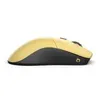 A side view of a gold and black wireless gaming mouse on a white background. Podgląd zdjęcia produktu