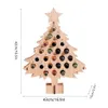 A wooden Christmas tree shaped advent calendar with 24 numbered compartments for mini bottles. Podgląd zdjęcia produktu