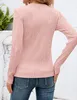 ASKSA T-shirt femme col rond plissé Manches longues Basic Voir les images du produit 4