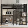 A loft bed with a desk and stairs, set up in a room. Podgląd zdjęcia produktu