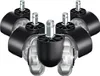 A group of five black and clear office chair casters arranged in a semi-circle on a white background. Produktbild-Vorschau
