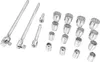 A set of metal socket wrenches and extensions is laid out on a white background. Anteprima dell’immagine prodotto