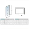 Diagrams and a table showing dimensions for shower walls. Produktbild-Vorschau