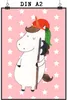Mr. & Mrs. Panda Bild Einhorn Junge DIN A2 - Rot Pastell - Produktbild-Vorschau 1