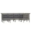 vidaXL 6 tlg. Garten Lounge Set mit Kissen Grau Poly Rattan Produktbild-Vorschau 4