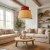 Lampa wisząca Alpinaluz NARA z rattanu i czerwonej tkaniny, Podgląd zdjęcia produktu 7