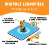 A digital learning game with a fox figurine on a tablet, a stylus, and descriptive text. Produktbild-Vorschau
