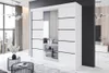 A modern living room with a large sliding door wardrobe with mirrors. Produktbild-Vorschau