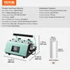 A product image showing a heat press machine and sublimation tumblers with dimensions and specifications. Produktbild-Vorschau