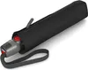 A closed black umbrella with a gray handle and a red button, lying on a white background. Anteprima dell’immagine prodotto